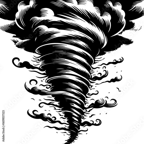 Dramatic Black and White Tornado Swirl.