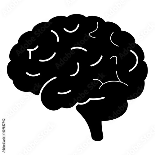 Stylized human brain illustration, representing intelligence, thought processes, and cognitive functions