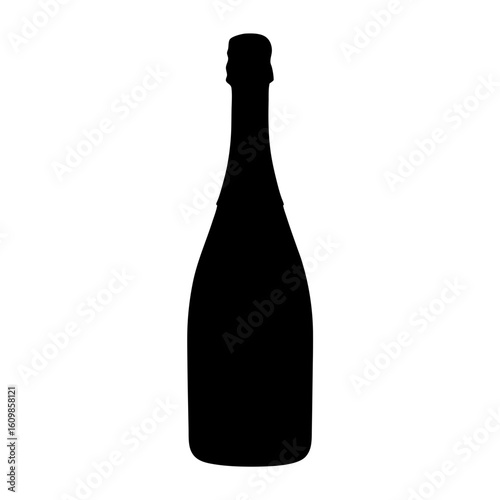 Black silhouette of a wine bottle, likely for champagne or sparkling wine