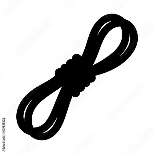 Simple black rope illustration depicting a knotted loop on a white background