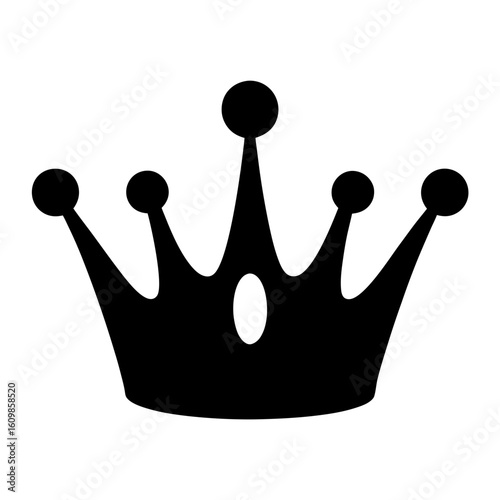 Simple black crown silhouette with five points and round finials on top