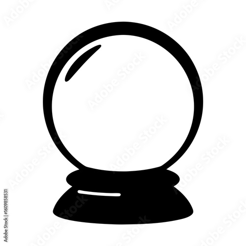 Monochrome Illustration of a Mystical Crystal Ball and its Elaborate Base
