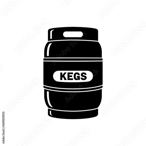 Black keg with label reading 'KEGS' for Tap Labels concept  