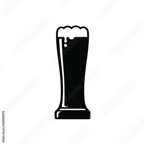 Beer mug-shaped tap sign in black silhouette design for Oktoberfest  