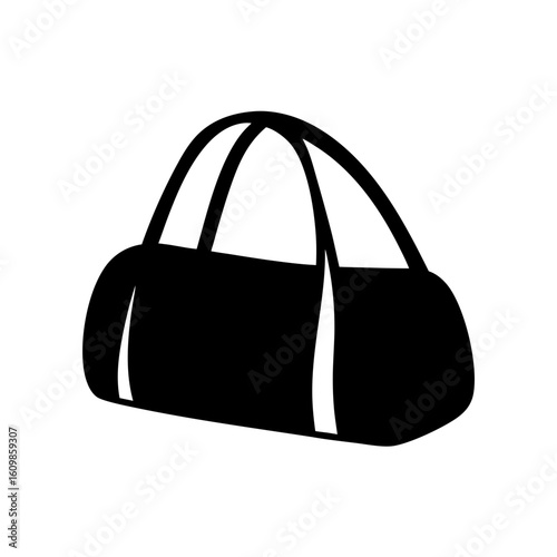 Black silhouette of a stylish duffel bag with sturdy handles