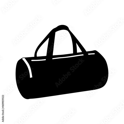 Isolated black duffel bag on white background used for travel and sports