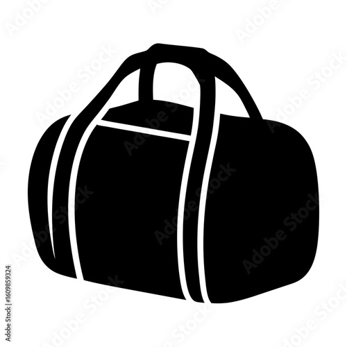 Solid black duffel bag with carrying handles for travel or gym
