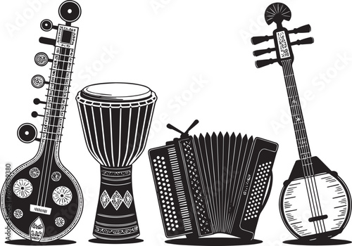 "Global Rhythms: Vector Icons of Traditional Instruments"