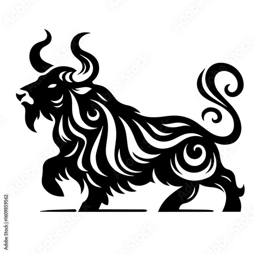 Wallpaper Mural Stylized Black Bull Tribal Design. Torontodigital.ca