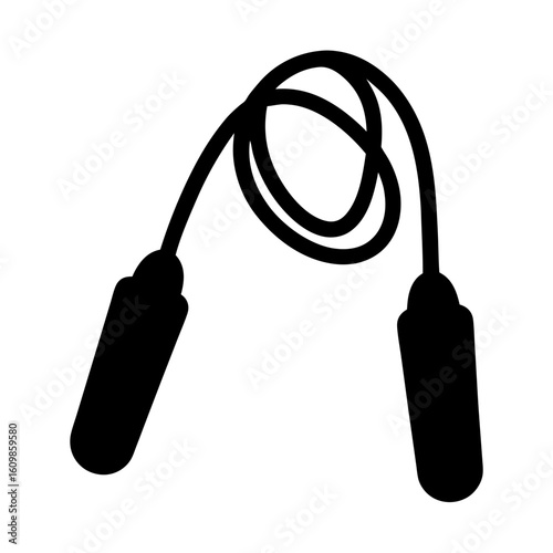 Black silhouette illustration of jump rope, essential fitness tool for cardio exercise