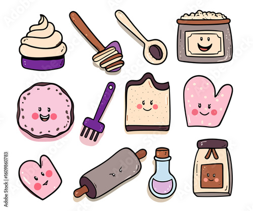 Kawaii Baking Tools Vector Set – Cute Kitchen Icon Pack for Kids & Blogs