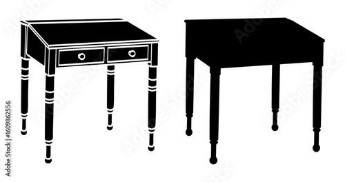 Desk with tilted top and drawers, standing desk, office desk, office table, teachers desk. Desk storekeeper, shopkeeper, salesperson