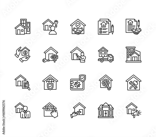 Property Business editable stroke icon set.