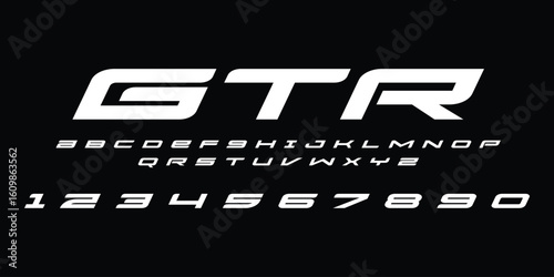 GTR Racing Speed Alphabet Font Vector Bold Sport Typography Letters Download it in high resolution format and print in any size