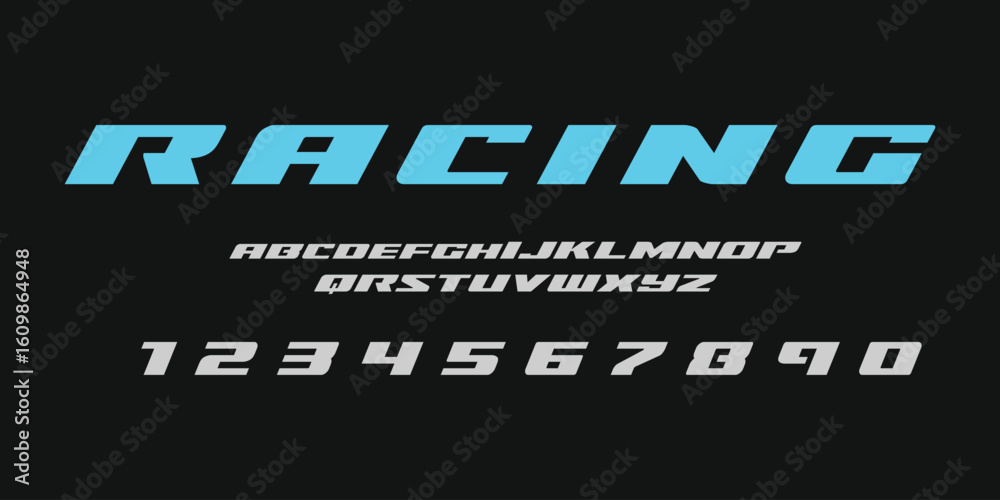 Obraz premium Racing Speed Alphabet Font Vector Bold Sport Typography Letters Download it in high resolution format and print in any size