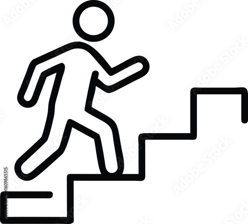 Ascending the Heights: A simplified graphic of a person confidently climbing upward, symbolizing ambition and personal growth on a stark, uncluttered stage.