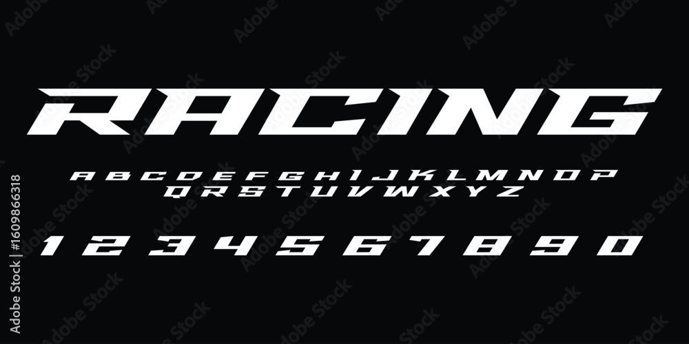 Obraz premium Racing Speed Alphabet Font Vector Bold Sport Typography Letters Download it in high resolution format and print in any size
