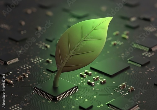 Leaf growing out of a circuit board