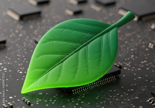 Leaf growing out of a circuit board