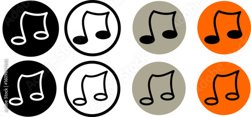 Colorful Music Note Icons – Vector Set of Multicolored Musical Symbols