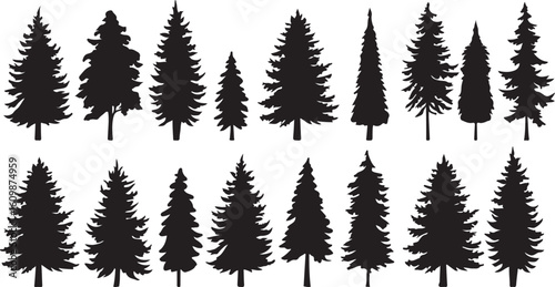 Pine Tree Silhouette Vector Set – Forest Variety Pack