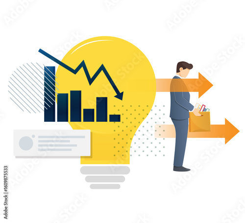 Lossmaking Startup Company - Employee Loosing Job - Stock Illustration