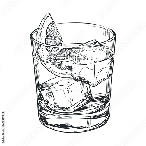 Refreshing cocktail with ice and citrus garnish for summer parties