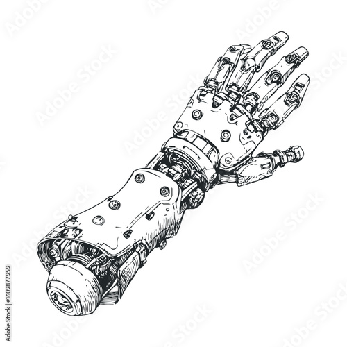 Futuristic robotic hand design for technology and innovation concept