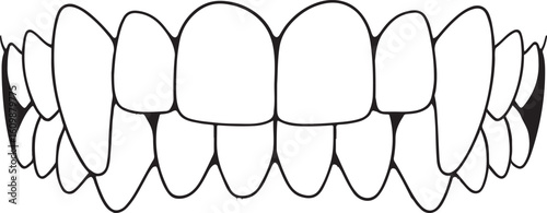 Black and white illustration of human teeth mouth dental