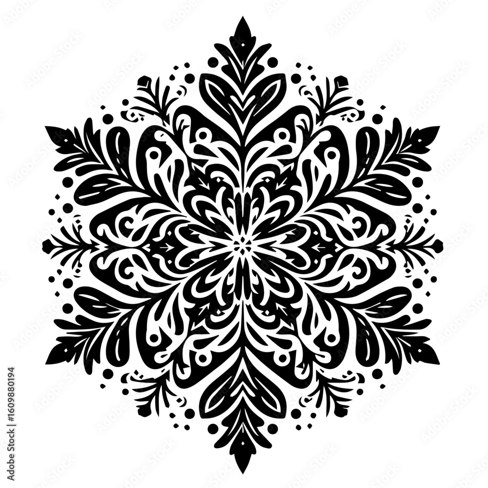 Fototapeta premium Intricate Black Floral Mandala Design.