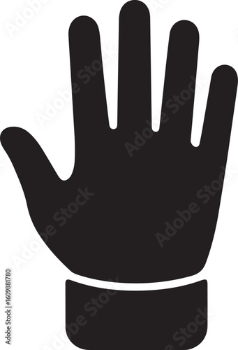 A black silhouette of an open hand with fingers spread wide silhouette