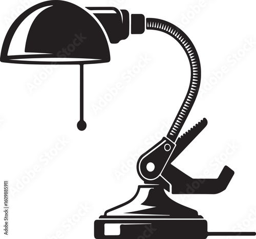 Classic desk lamp with adjustable arm and clamp base silhouette