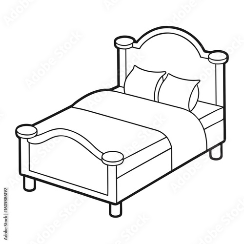 Bed Coloring Pages – Furniture, Bedroom, Sleep, Rest, Cozy, Home, Printable Coloring Pages


