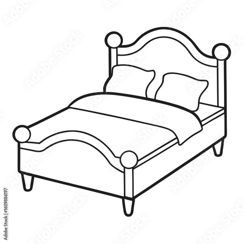 Bed Coloring Pages – Furniture, Bedroom, Sleep, Rest, Cozy, Home, Printable Coloring Pages


