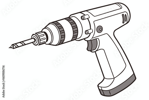 Retro Ray Gun Cartoon Illustration in Green and Gold with Classic Science Fiction Aesthetic and Bold Outlines