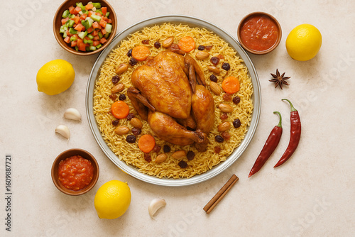 Kabsa  Saudi national dish to be shared stock photo