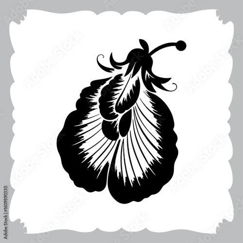 Detailed Black and White Line Art of a Sweet Pea Flower