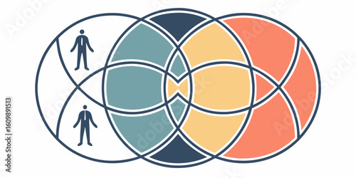 Dual Perspectives: Visualizing Overlapping Ideas and Unique Contributions in a Seamless Pattern

