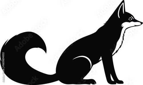 Stylish Black Fox Silhouette - Wildlife & Nature Vector