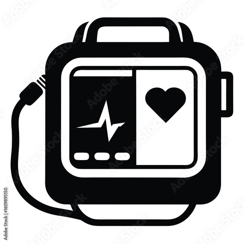 Vital Sign Monitoring Device Displaying Heartbeat and Heart Symbol Medical Technology for Healthcare and Patient Monitoring in Clinics