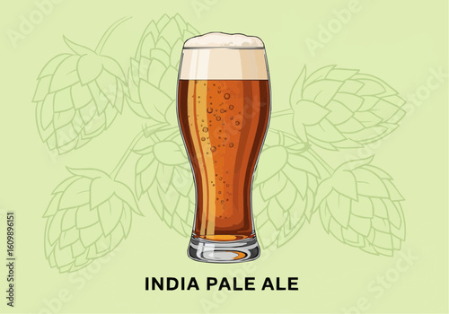 India Pale Ale Beer Illustration with Hops