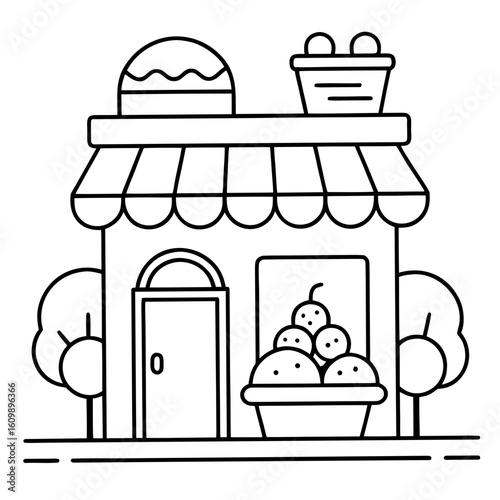 Food Shop Coloring Pages – Market, Grocery, Outline, Line Art, Printable, Fresh

