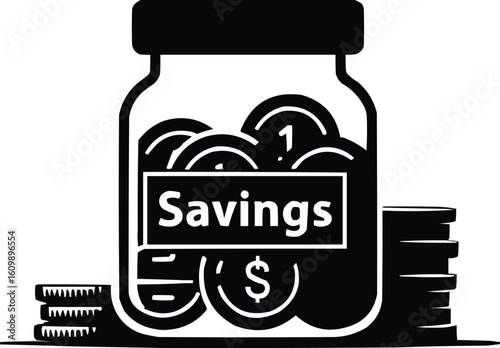 illustration of a coins jar for savings