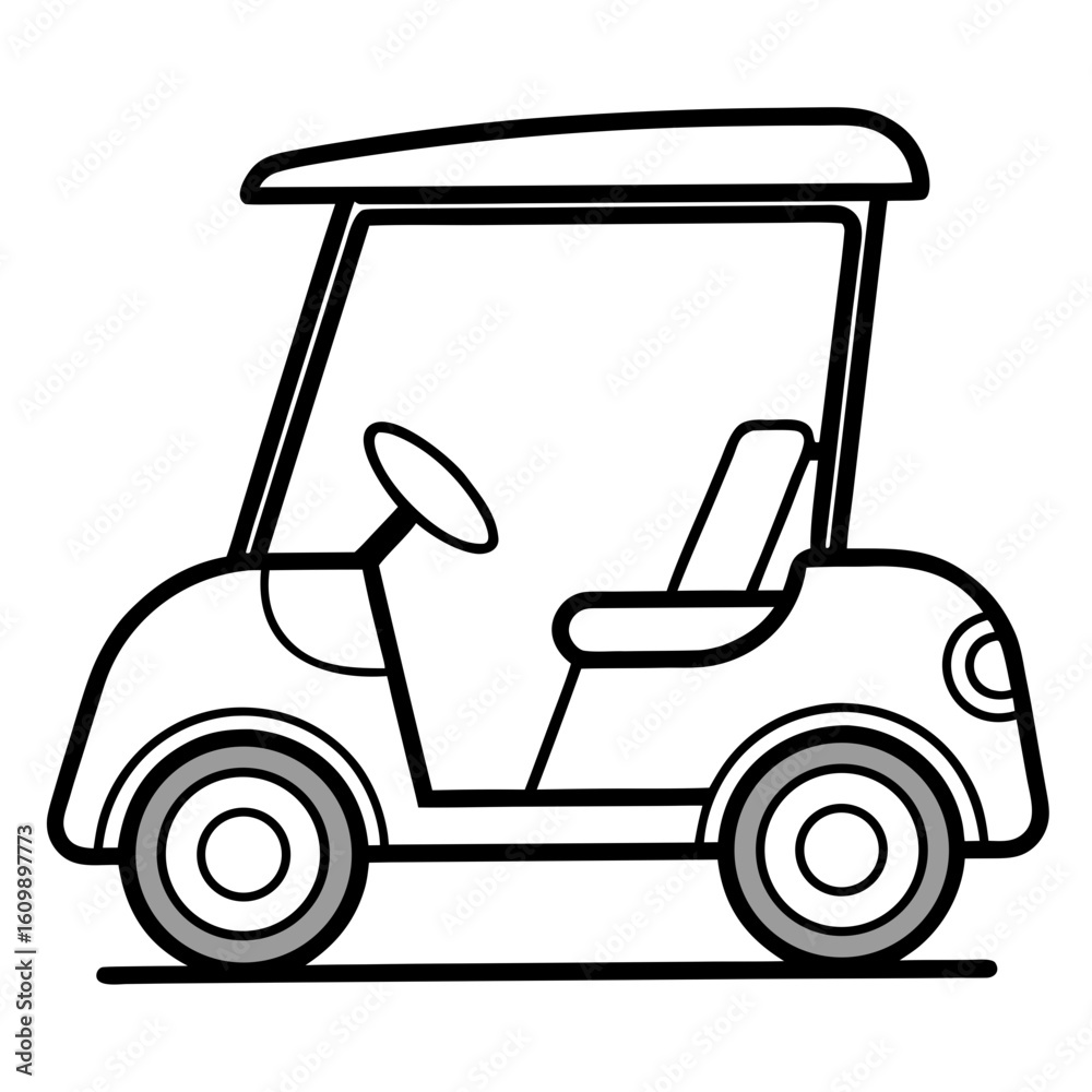 Fototapeta premium Golf Cart Coloring Pages – Vehicle, Sports, Outdoor, Driving, Line Art, Printable, Outline