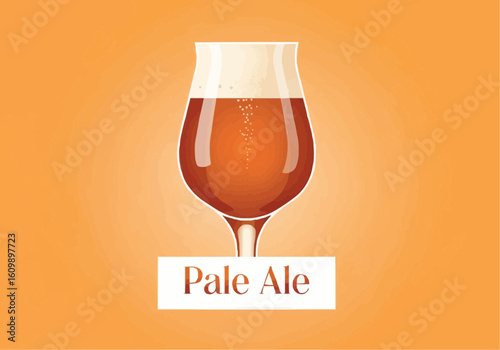Pale Ale Beer Illustration on Orange Background