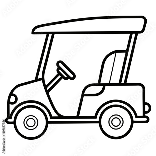 Golf Cart Coloring Pages – Vehicle, Sports, Outdoor, Driving, Line Art, Printable, Outline

