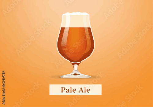 Pale Ale Beer Illustration on Orange Background