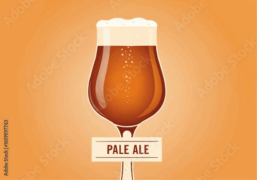 Pale Ale Beer Illustration on Orange Background