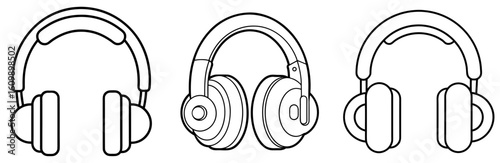 Headphone Coloring Pages – Music, Audio, Electronics, Outline, Line Art, Printable


