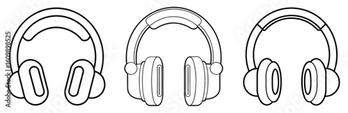 Headphone Coloring Pages – Music, Audio, Electronics, Outline, Line Art, Printable

